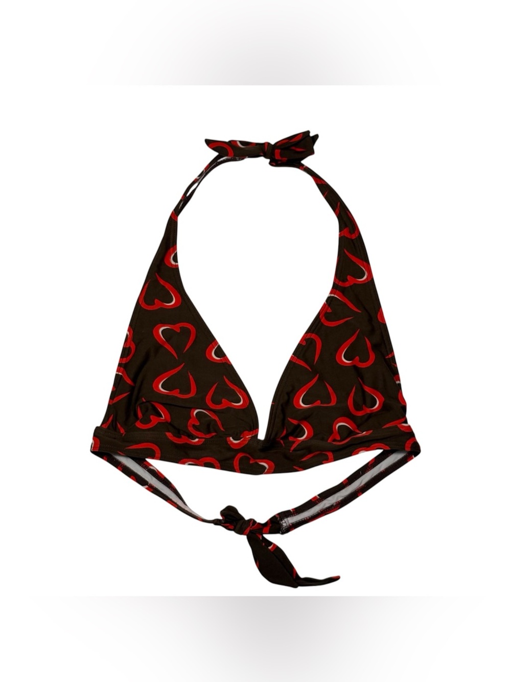 Brown Heart Halter Bikini Top